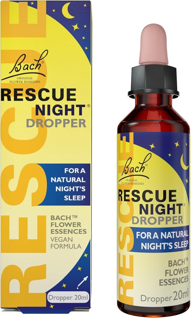Rescue Night Dropper Aid a Natural Nights Sleep Bach Original Flower Essences EasytoUse 20ml Dropper Help Switch Off Repetitive Thoughts for Restful Sleep - Image 1