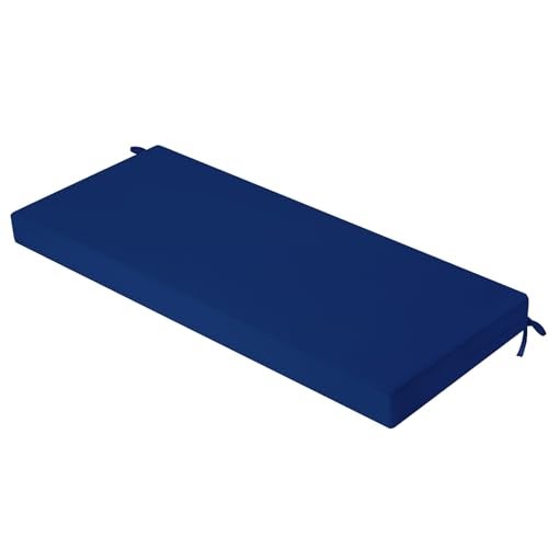 ideehome Outdoor Bench Cushion Waterproof Bench Cushions for Outdoor Furniture Patio Porch Swing Replacement Seat Pad with Ties for Garden Backyard 48 x 18 Inch Navy Blue