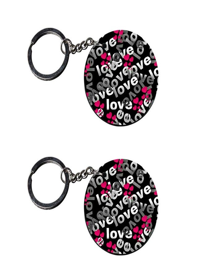 Anuman007 | love keychain | keychain holder Printed Wooden Keychains | Circle Shape Set of 2 keyrings 2x2 inch - Image 2