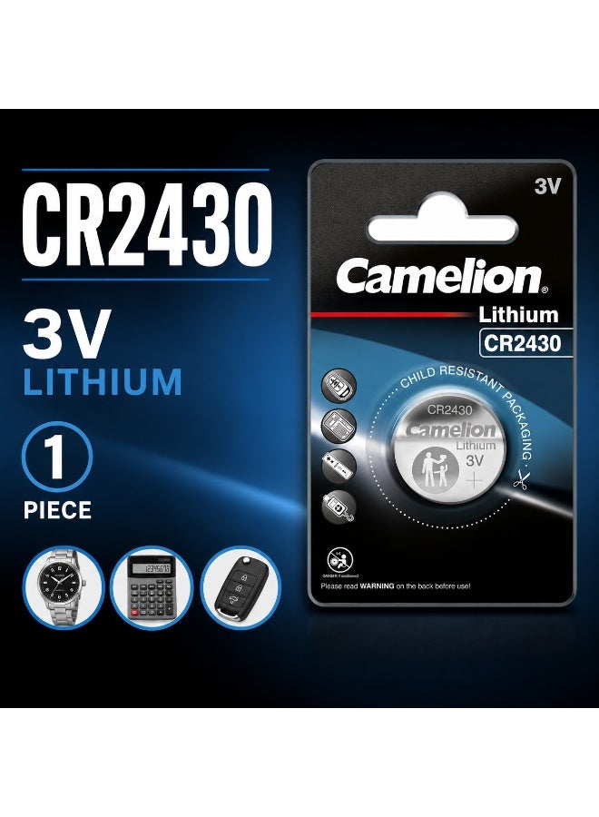 Camelion CR2430 3V Lithium Coin Cell Battery for Car Keys, Electronics & Backup Power - Image 2