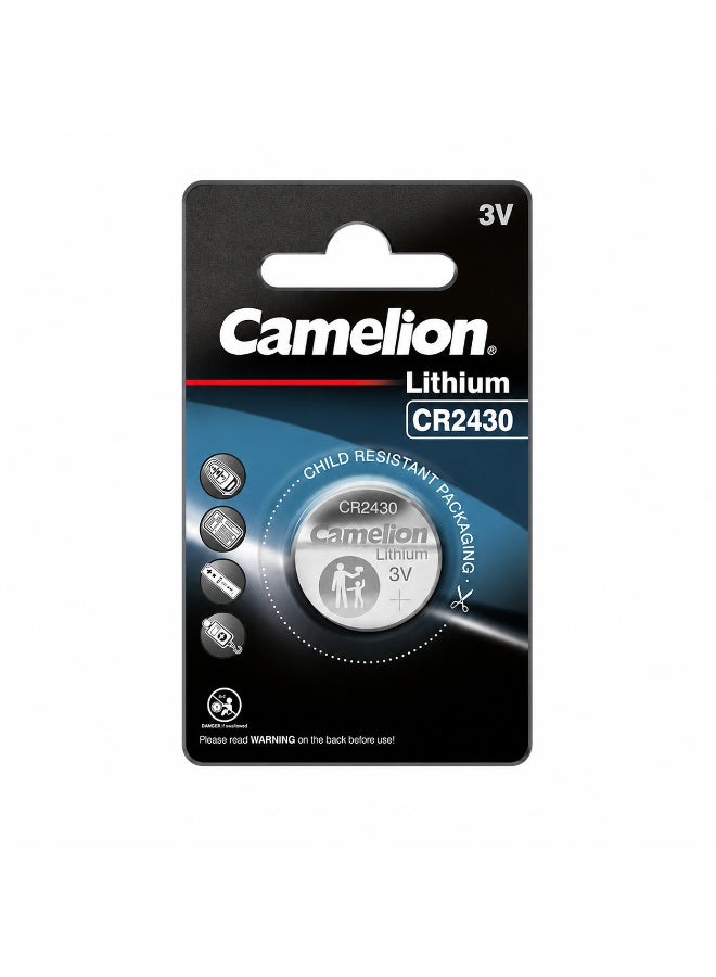 Camelion CR2430 3V Lithium Coin Cell Battery for Car Keys, Electronics & Backup Power - Image 1