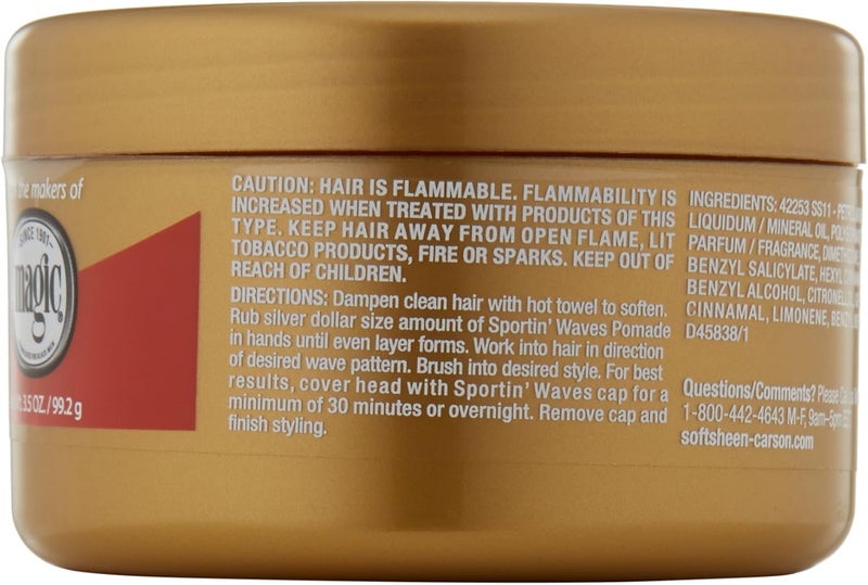 SOFT SHEEN Softsheen-Carson Sportin' Waves Maximum Hold Pomade - 3.5 oz Hair Styling Product - Image 3