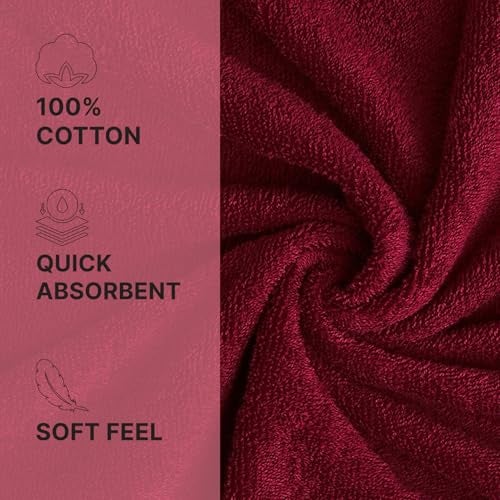 Welspun 100% Cotton Quik Dry Bath Towel | High Absorbency & Super Soft | Fast Drying, Size 70 cm x 150 cm | 380 GSM, Towel Men & Women, Dark Red - Image 5