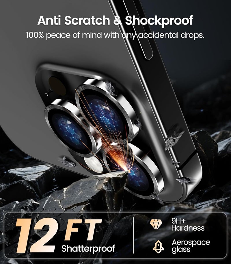 iGluz 2 Pack Anti-Reflection Camera Lens Protector for iPhone 15 Pro/iPhone 15 Pro Max [Anti-fog Coating][1-Step Installation Tray][Strong Adsorption] 9H Shatterproof Tempered Glass-Black Titanium - Image 4
