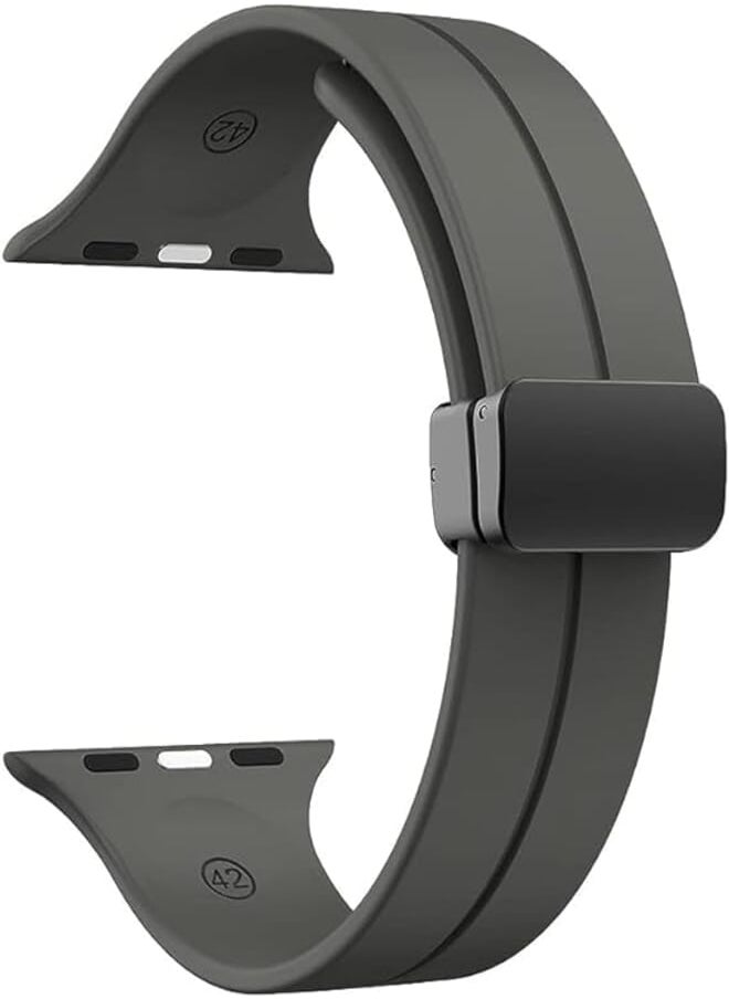 Generic - Magnetic Band for Apple Watch Ultra 49mm 45mm 44mm 42mm, Soft Silicone Sport Strap Men Women Compatible with iWatch Series 8/7/6/5/4/3/2/1 (Dark Grey) - Image 1