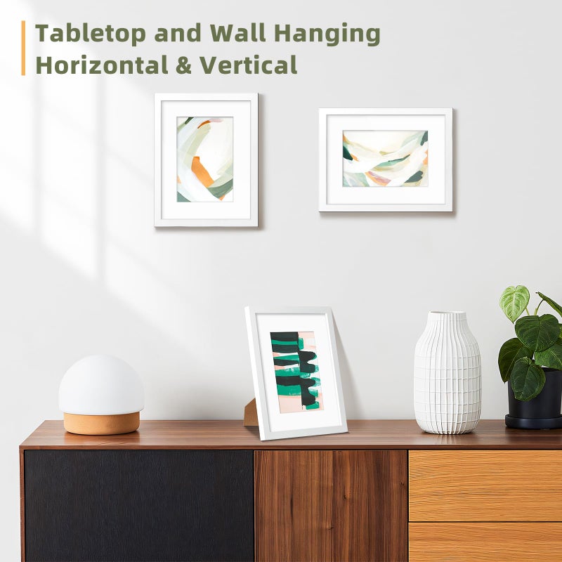 HappyHapi 8x10 Picture Frames Set of 10  8x10 White Photo Frames Display Pictures 5x7 with Mat or 8x10 Without Mat. Tabletop or Wall Display Decoration for Photos  Paintings  Posters  Artwork (White) - Image 2