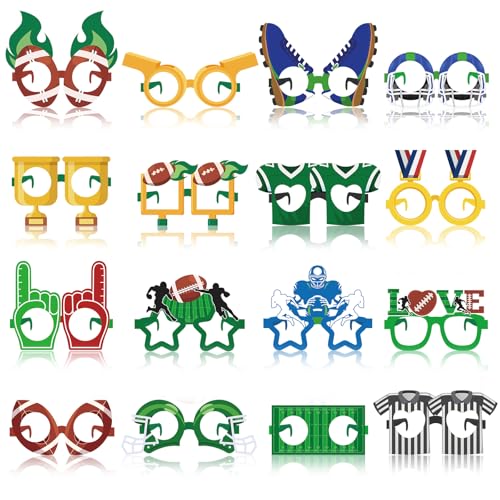 Harrycle 32 Pcs Football Party Decorations Touchdown Paper Glasses Frame Its Game TIME Photo Booth Props Eyeglasses for Sports Football Theme Birthday Baby Shower Favors Supplies - Image 1