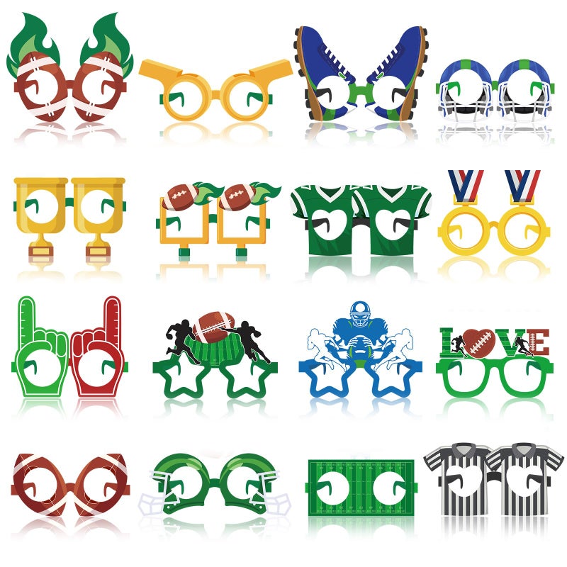 Harrycle 32 Pcs Football Party Decorations Touchdown Paper Glasses Frame Its Game TIME Photo Booth Props Eyeglasses for Sports Football Theme Birthday Baby Shower Favors Supplies - Image 3