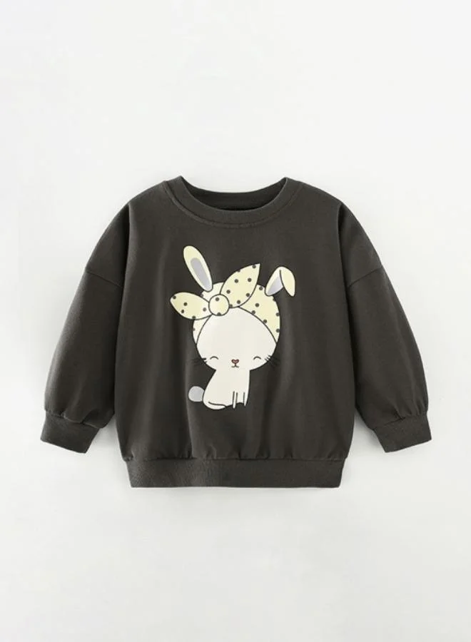 يونيكي Black Printed Long Sleeve Crew Neck T-Shirt