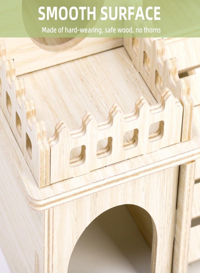 WRINGKIT Wood Hamster House, Maze Hamster Hideout, Fun Slide Gerbil House with Window, Detachable Double Decker Hut for Hamster Dwarf Mice Mouse Small Animals - Image 3
