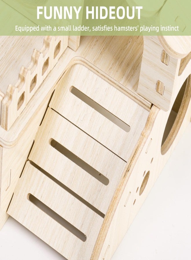 WRINGKIT Wood Hamster House, Maze Hamster Hideout, Fun Slide Gerbil House with Window, Detachable Double Decker Hut for Hamster Dwarf Mice Mouse Small Animals - Image 4