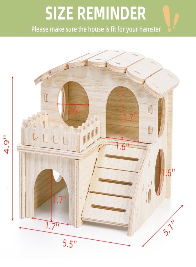 WRINGKIT Wood Hamster House, Maze Hamster Hideout, Fun Slide Gerbil House with Window, Detachable Double Decker Hut for Hamster Dwarf Mice Mouse Small Animals - Image 2