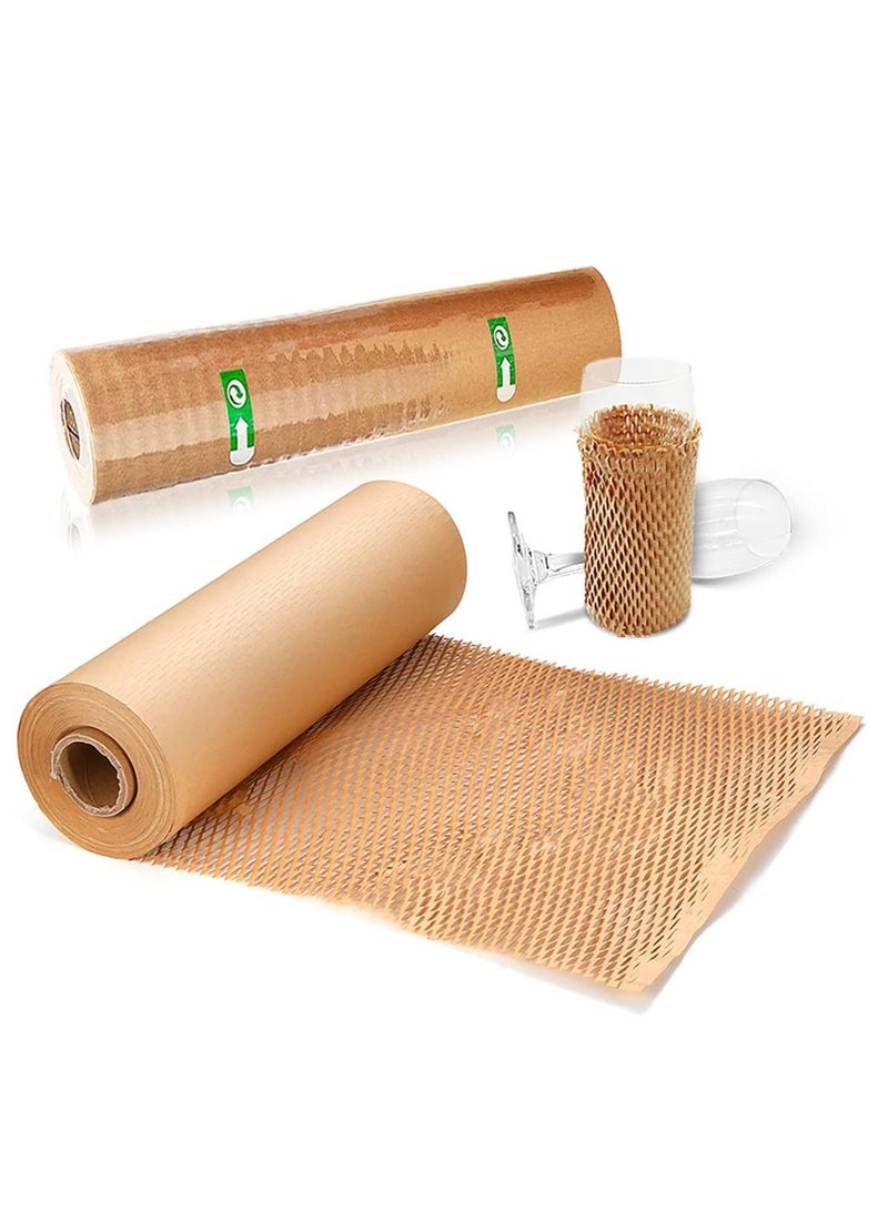 ورق تعبئة 12 × 32.8' لفة تغليف وسادة شبيهاً بقرص العسل - صديق للبيئة Kraft تعبئة شحن الانتقال باللون البني مع 12 ملصق هش قابلة للتحلل وحبل - Image 4