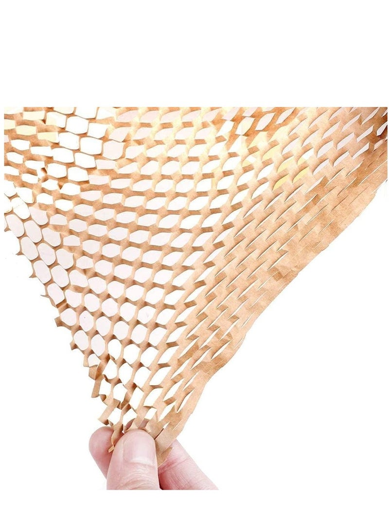 ورق تعبئة 12 × 32.8' لفة تغليف وسادة شبيهاً بقرص العسل - صديق للبيئة Kraft تعبئة شحن الانتقال باللون البني مع 12 ملصق هش قابلة للتحلل وحبل - Image 2