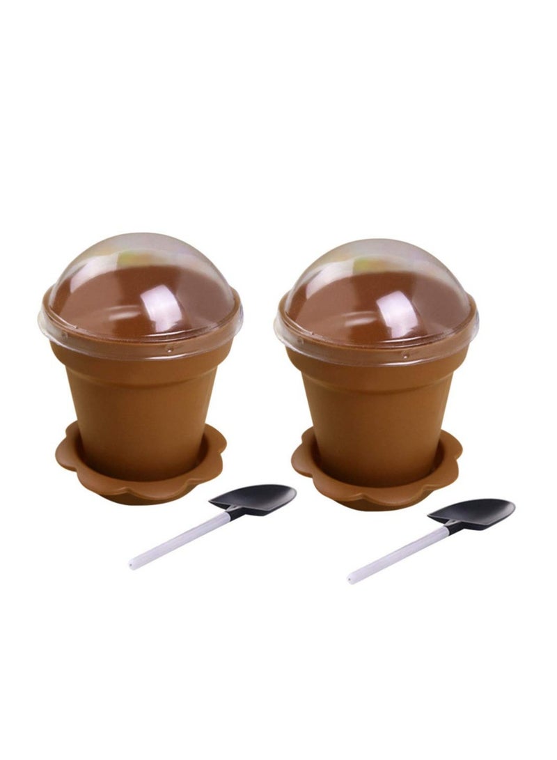 SYOSI 50 Piece Flower Pot Dessert Cups With Lids And Spoon Creative Cake Cups With Base Small Appetizer Cups For Yogurt Cu Pieceake Jelly  - Image 1