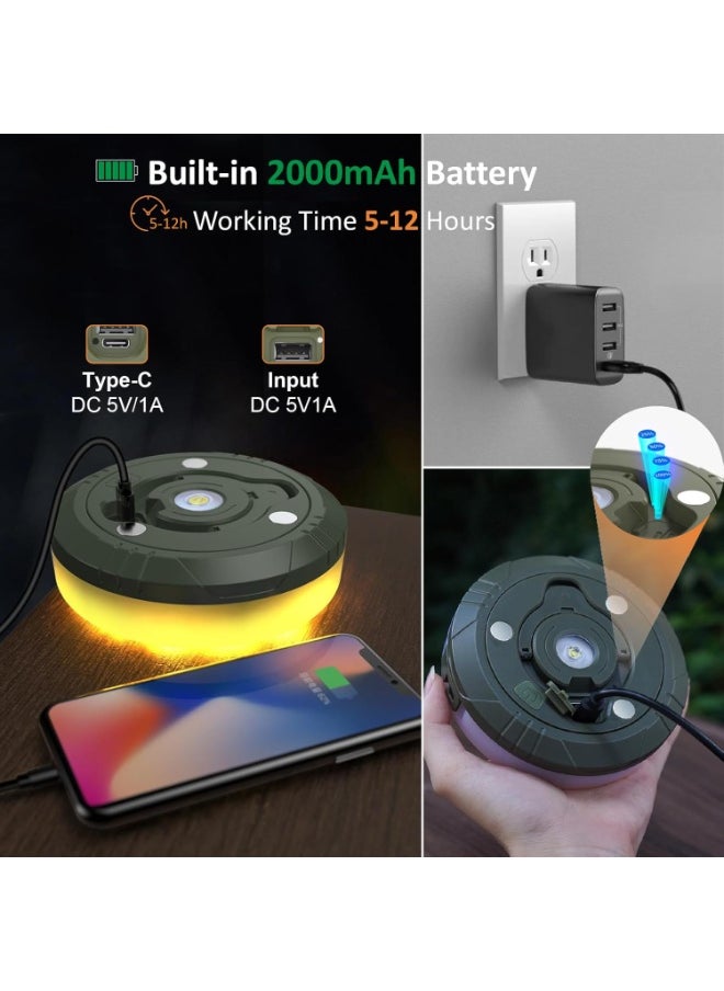 سلسلة أضواء تخييم 4 في 1 بطول 10 متر – مصباح LED قابل للشحن مع 8 أوضاع إضاءة وتخزين سريع – مقاوم للماء ومعلق للمخيم والحديقة والحفلات الخارجية
