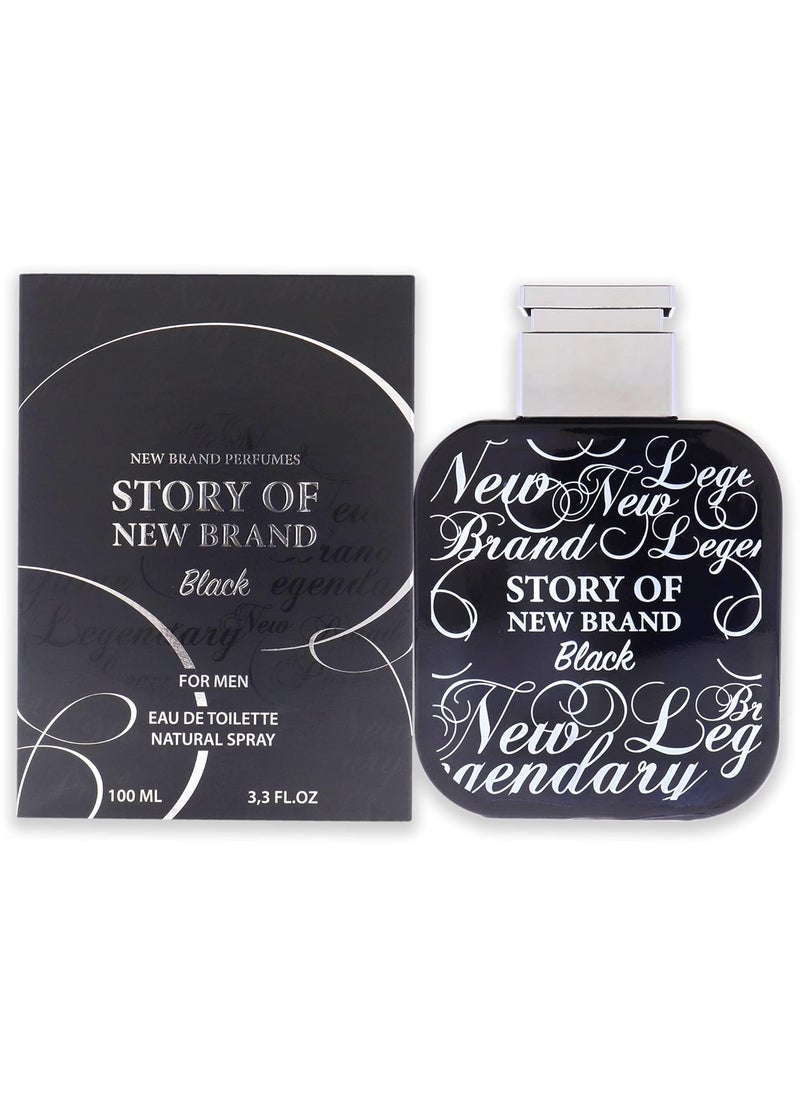 NEW BRAND New Brand Perfumes Story Of Black EDT Spray Men 3.3 oz 