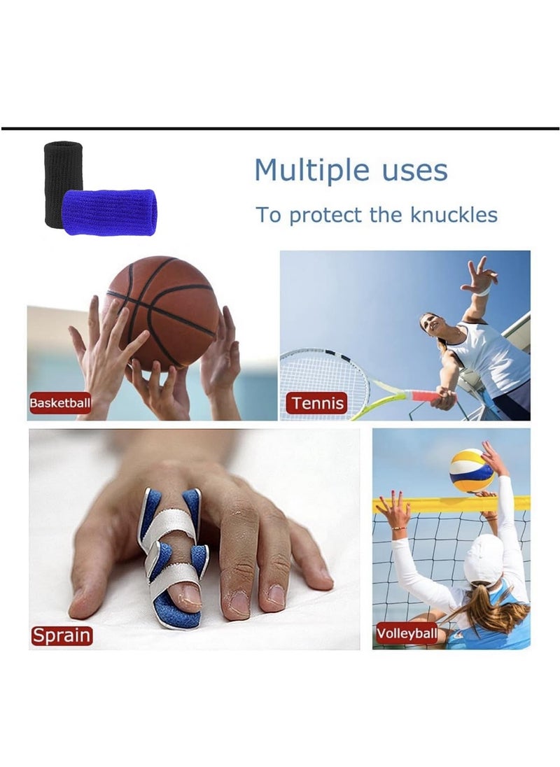 Generic Finger Sleeves 20 PCS Finger Sleeves Protectors  Sport Finger Sleeves Thumb Brace Support Finger Brace Elastic Thumb Sleeves for Relieving Pain Arthritis Trigger Finger Black Sapphire blue  - Image 5