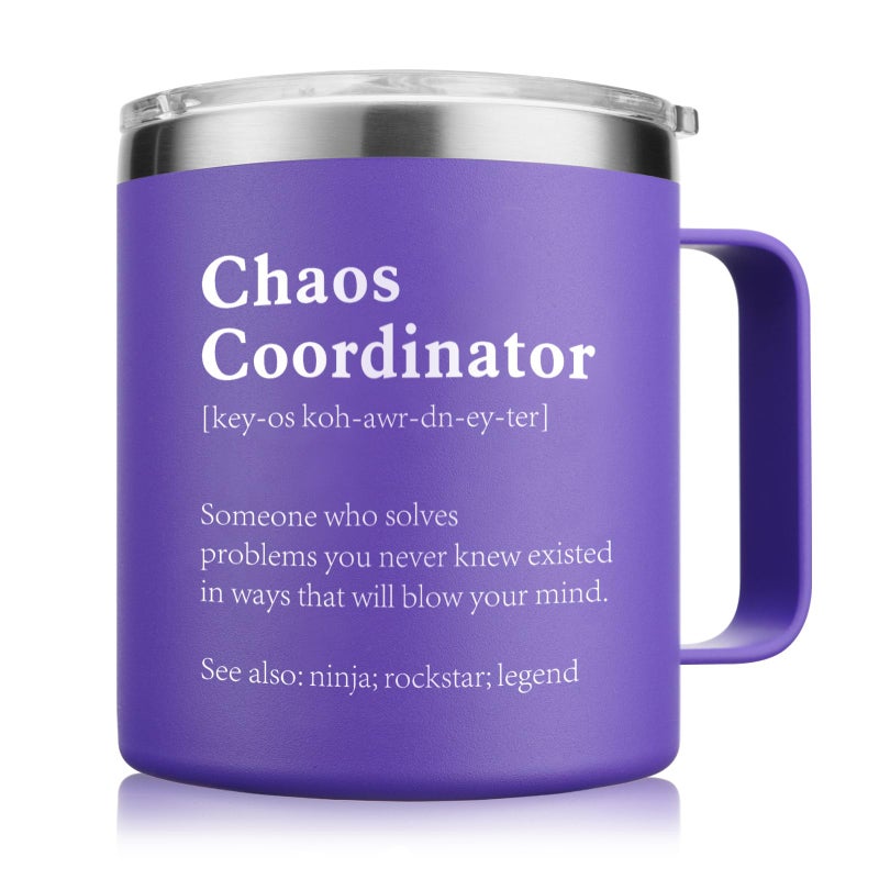 NOWWISH Thank You Mothers Day for Mom Women Coworker Manager Office Teacher Nurse Mom Chaos Coordinator Mug Birthday Funny Administration Professional Gifts for Women Purple 14oz