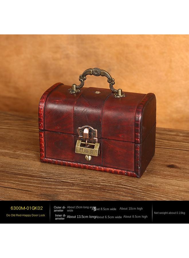 Bluejw New Retro Wooden Storage Box With Lock Classical Old Wooden Box Jewelry Packaging Box Movie And TV Props Treasure Box - Image 1