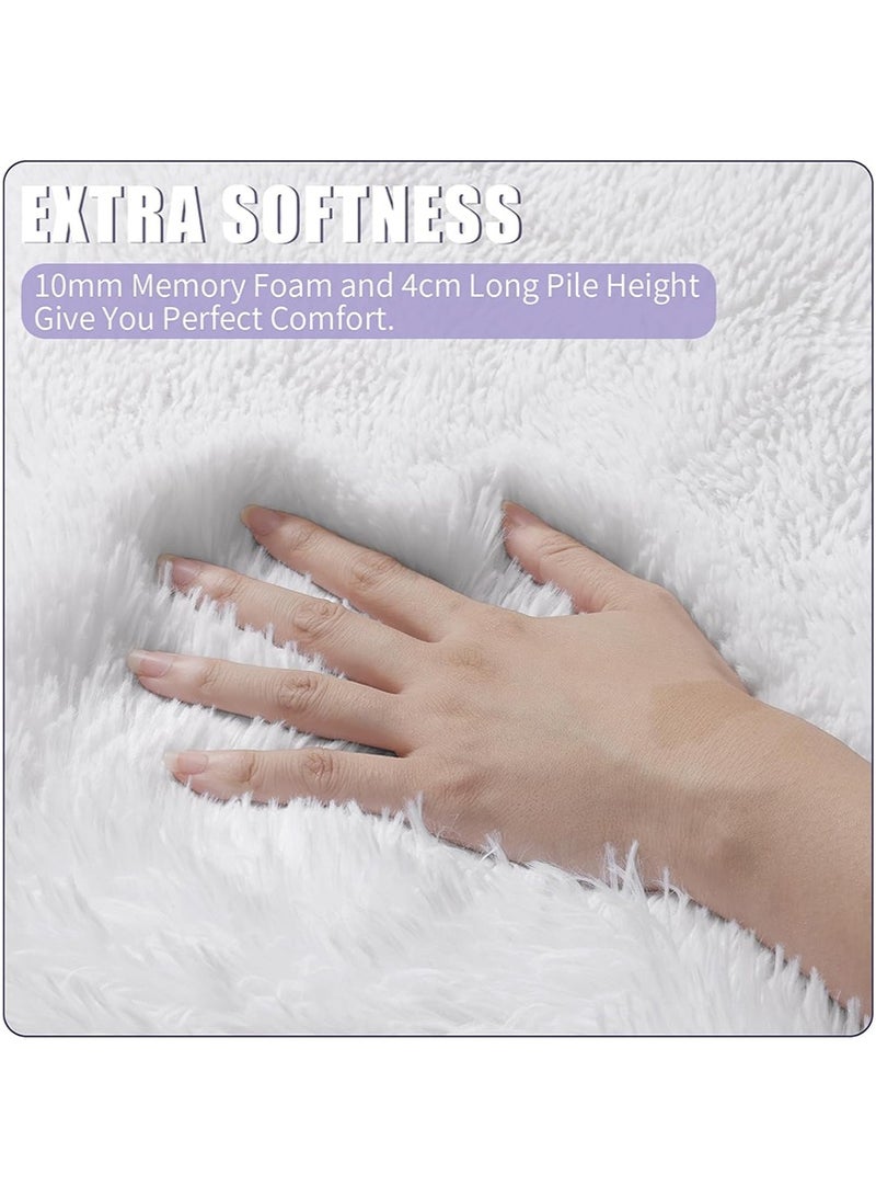TAPIT 200x300cm Large Plush Area Rug for Bedroom Bedside Living Room, Washable Carpet Mat for Sofa Coffee Table, Bedside Non-Slip Plush Floor Mat, Bay Window Long Furry Carpet (White) - Image 5
