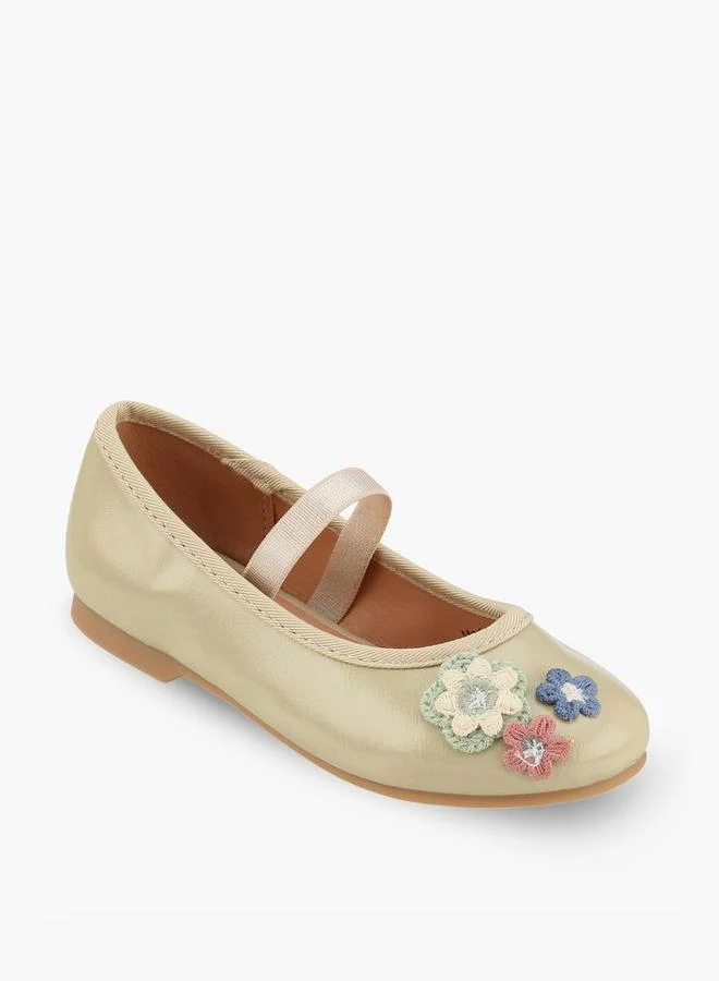 Juniors Girls Floral Applique Ballerina Shoes