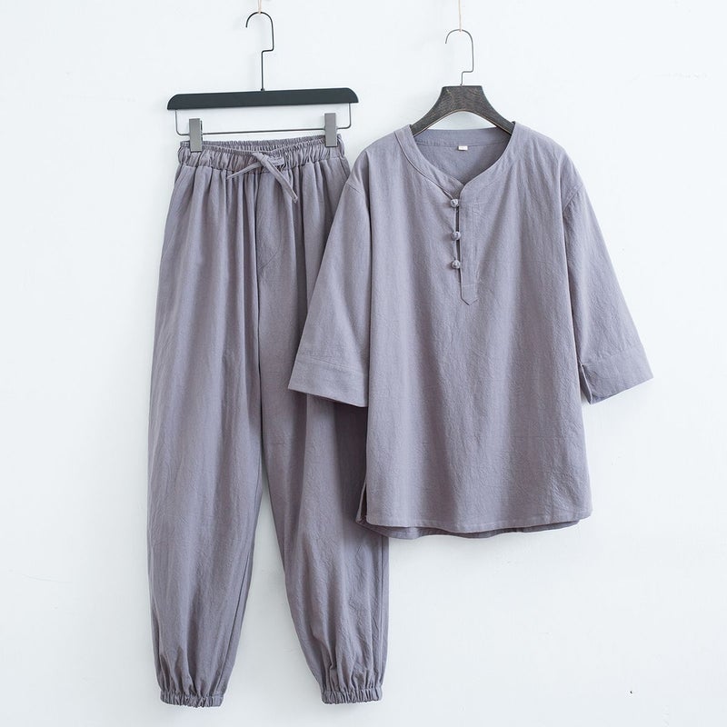 Taoist Jusin Clothing Men'S Temple Meditation Zen Clothing Women'S Cotton Linen Style Zen Style Tang Suit National Tide Suit - Image 2