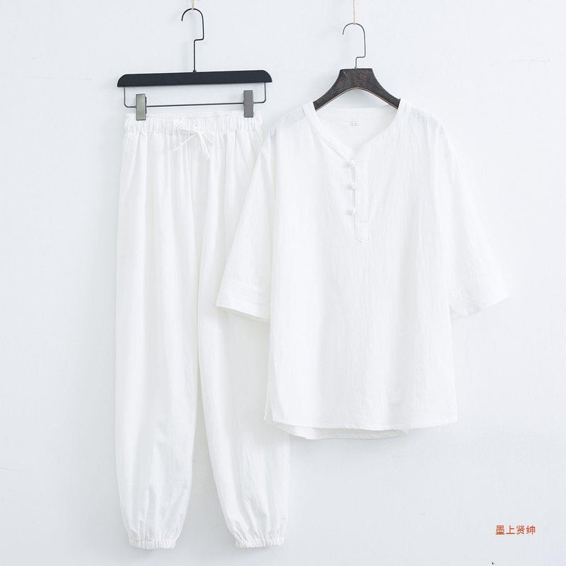 Taoist Jusin Clothing Men'S Temple Meditation Zen Clothing Women'S Cotton Linen Style Zen Style Tang Suit National Tide Suit - Image 3