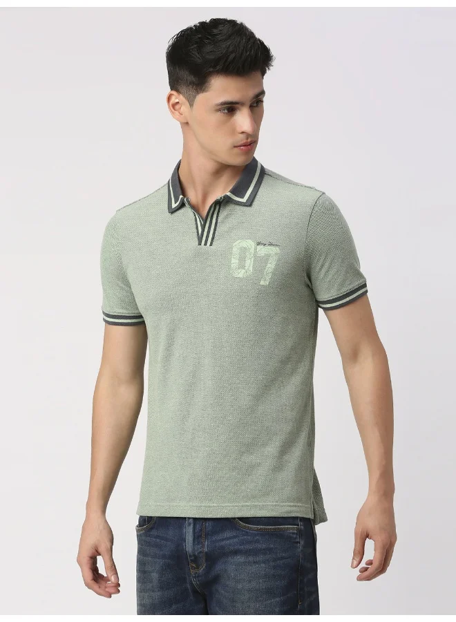 بيينغ هيومان Mens Green Foam Polo Collar Short Sleeve Polo T-Shirt