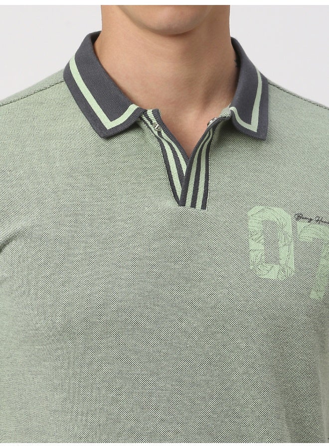 Being Human تي شيرت بولو قصير الأكمام للرجال بلون أخضر مع ياقة بولو - Image 5