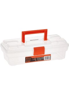 Tactix Tactix 12 Inch Plastic Tool Box, Hobby or Craft Storage, Transparent/Orange, Dimensions: 30.5W x 15D x 10H cm- 320104  - Image 1