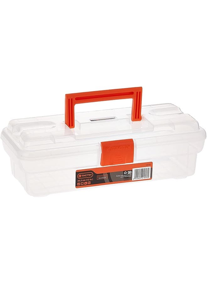 Tactix Tactix 12 Inch Plastic Tool Box, Hobby or Craft Storage, Transparent/Orange, Dimensions: 30.5W x 15D x 10H cm- 320104  - Image 1