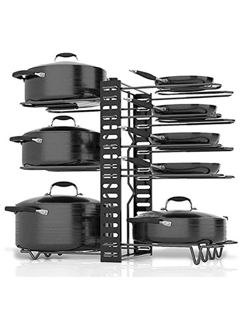 BLOOMING TIME 8 Tier Metal Pan Organizer Rack,Pots and Pans Organizer,Pantry & Kitchen Cabinet Organizer,Lids, Dishes, Pot and Pan Organizer, Horizontal & Vertical Pot Rack with 3 Use Methods - Image 1
