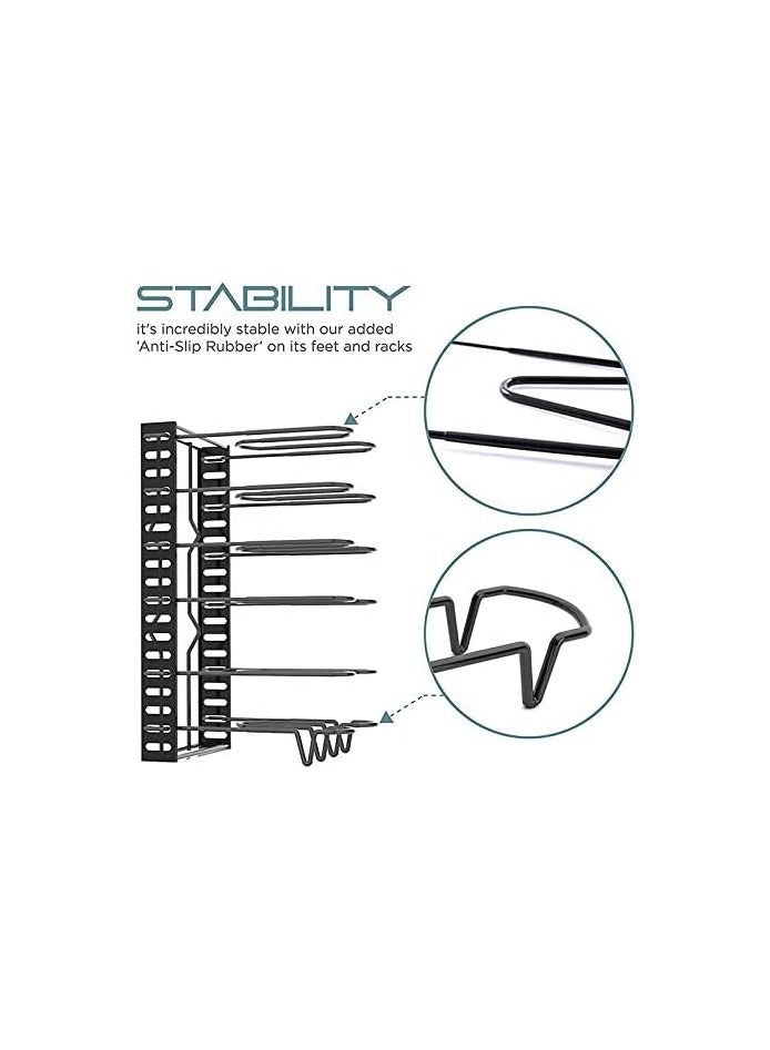 BLOOMING TIME 8 Tier Metal Pan Organizer Rack,Pots and Pans Organizer,Pantry & Kitchen Cabinet Organizer,Lids, Dishes, Pot and Pan Organizer, Horizontal & Vertical Pot Rack with 3 Use Methods - Image 3