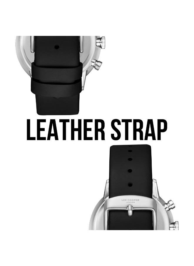 LEE COOPER LC08043.331 Men's Multi Function Display Watch & Leather Strap Black