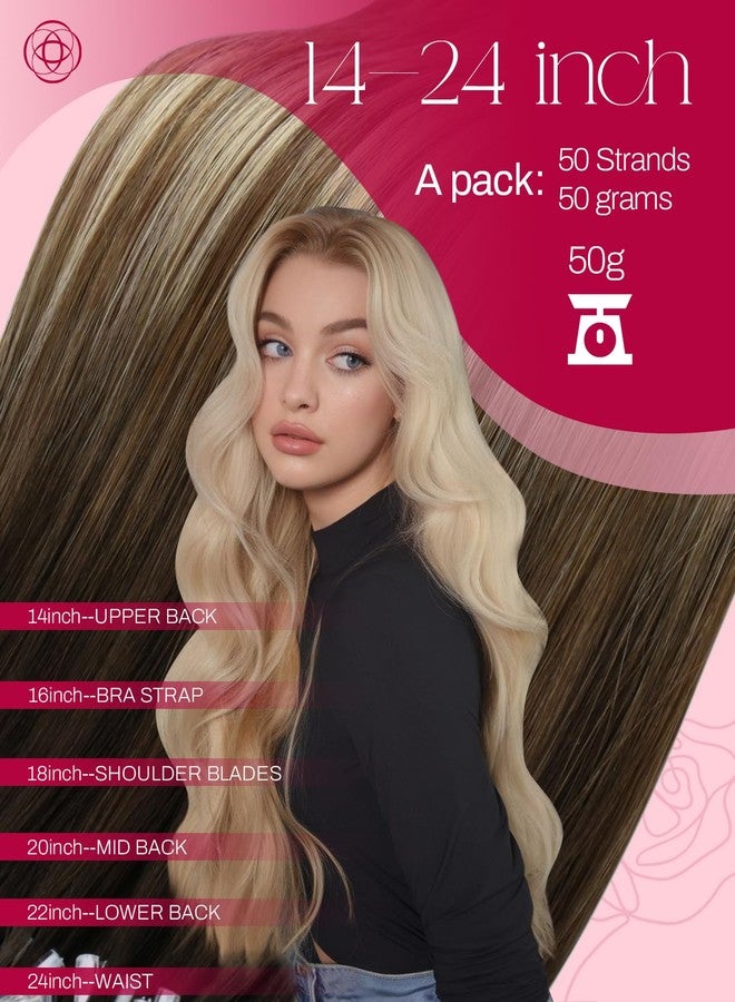 Moresoo 22 inch Micro Hair Extensions Real Human Hair Brown to Blonde Balayage Microlink Hair Extensions Human Hair for Women Add Volume 57g - Image 3