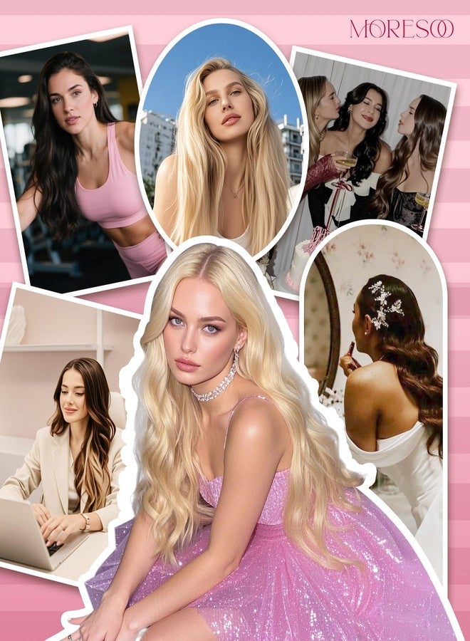 Moresoo 22 inch Micro Hair Extensions Real Human Hair Brown to Blonde Balayage Microlink Hair Extensions Human Hair for Women Add Volume 57g - Image 5