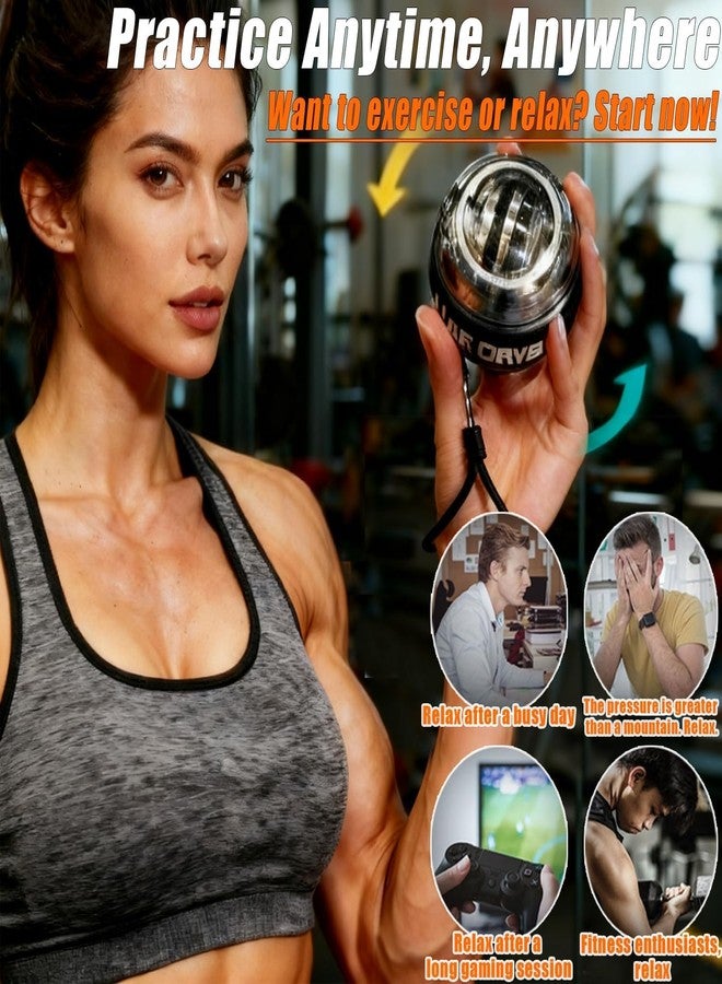 JELLEX Powerball Wrist Trainer Ball Auto-Start Wrist Strengthener Gyroscopic Forearm Exerciser Equipment Gyro Ball for Strengthen Arms, Fingers, Wrist Bones and Muscles - Image 2