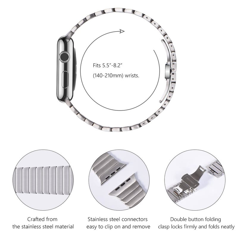 NewWays Link Bracelet for Apple Watch Ultra 3 2 Band 49mm Series11 10 46mm 45mm(Series 9/8/7) 44mm (Series 6/5/4 SE) 42mm(Series 3), iWatch Ultra SE Stainless Steel Link Bands, Titanium - Image 5