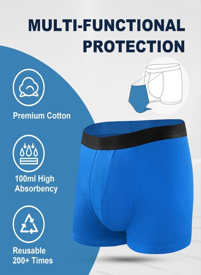 SUNCHIRI Men's Incontinence Underwear Cotton Boxer Briefs, Leakproof Washable Reusable 100ml Multipack (Multicolor01, Medium) - Image 2