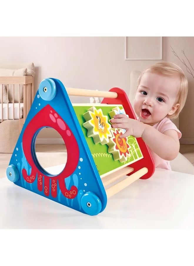 Hape 5-Sided Take-Along Wooden Toddler Activity Skill Building Box | Interactive Toy With Gears, Balls, Blocks, Maze & Mirror | Fine Motor Skills & Cognitive Development | Safe & Portable, 10M+