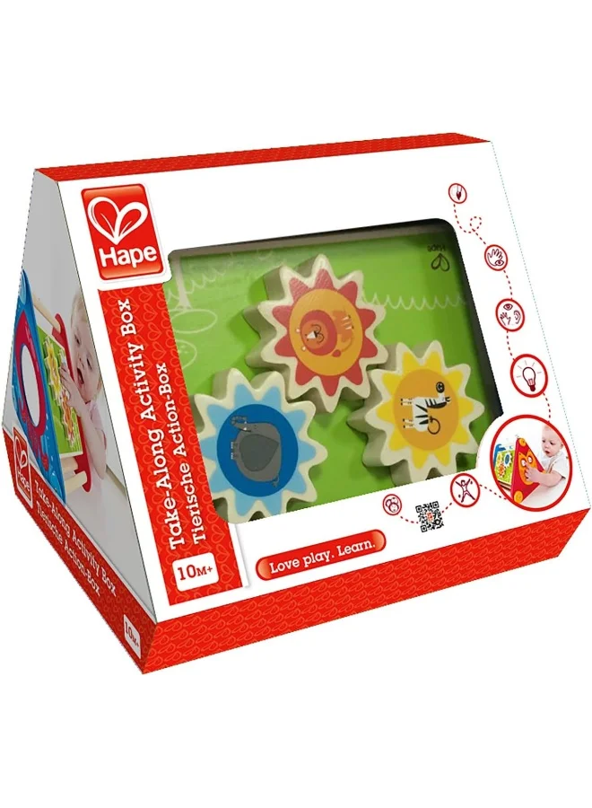 Hape 5-Sided Take-Along Wooden Toddler Activity Skill Building Box | Interactive Toy With Gears, Balls, Blocks, Maze & Mirror | Fine Motor Skills & Cognitive Development | Safe & Portable, 10M+
