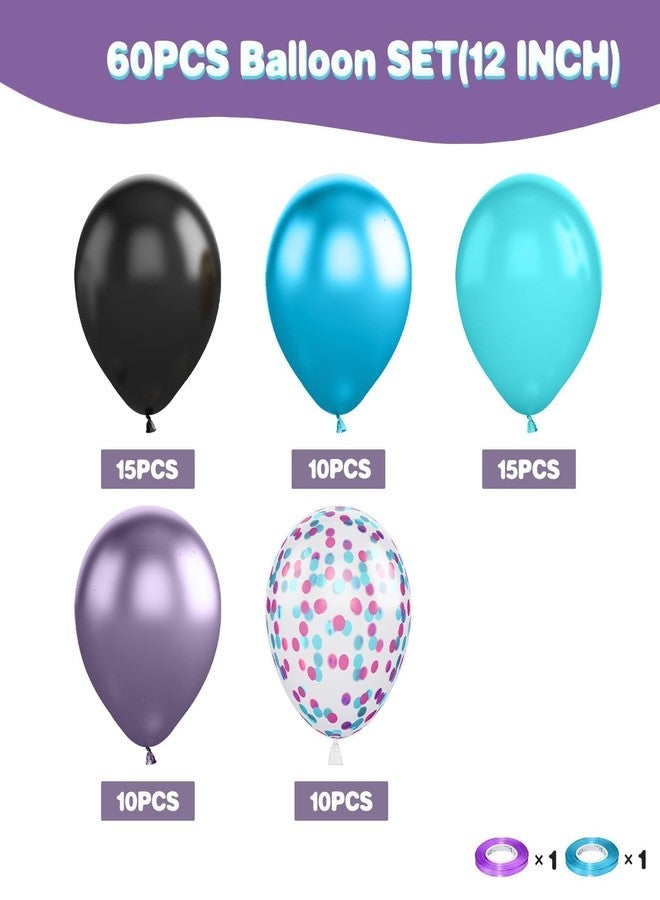 Sowide Black Purple Blue Balloon,60 Pcs 12 Inches Metallic Blue Purple Teal Balloons Confetti Balloons for Boys Party Decoration Baby Shower Engagement Party Supplies - Image 4