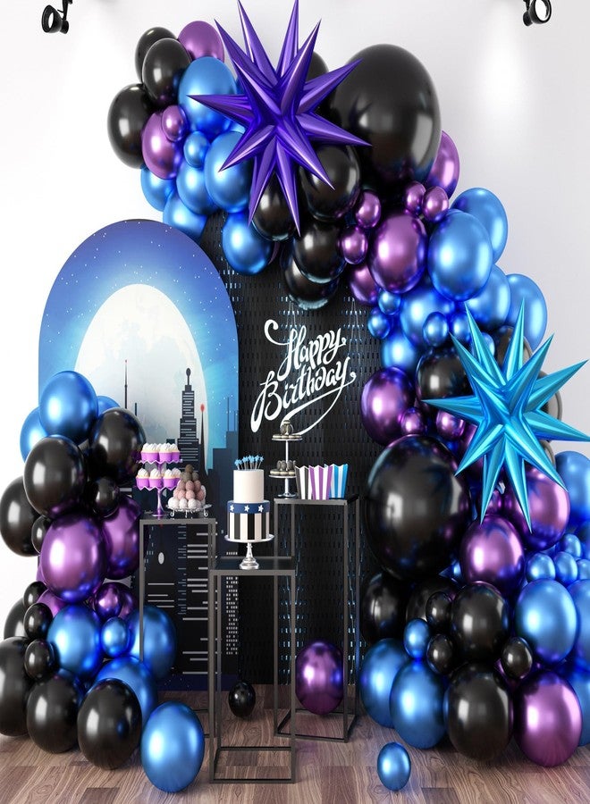 Sowide Black Purple Blue Balloon,60 Pcs 12 Inches Metallic Blue Purple Teal Balloons Confetti Balloons for Boys Party Decoration Baby Shower Engagement Party Supplies - Image 3