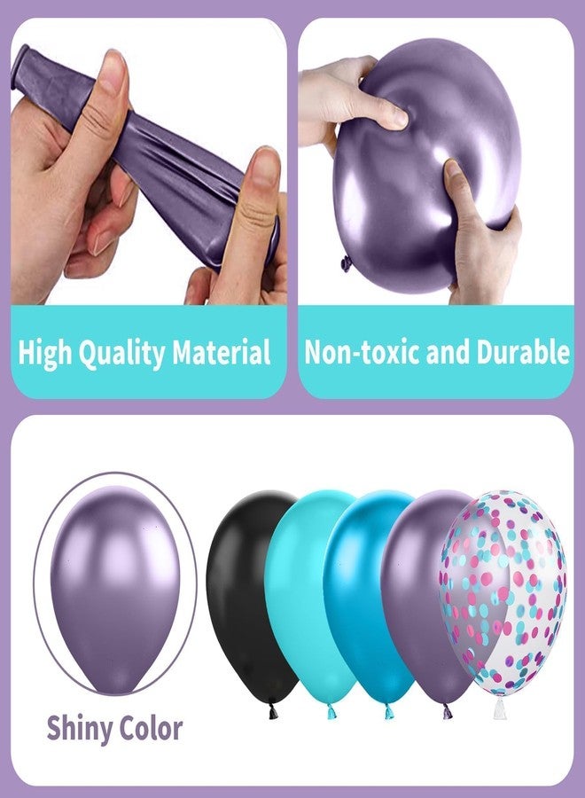 Sowide Black Purple Blue Balloon,60 Pcs 12 Inches Metallic Blue Purple Teal Balloons Confetti Balloons for Boys Party Decoration Baby Shower Engagement Party Supplies - Image 5