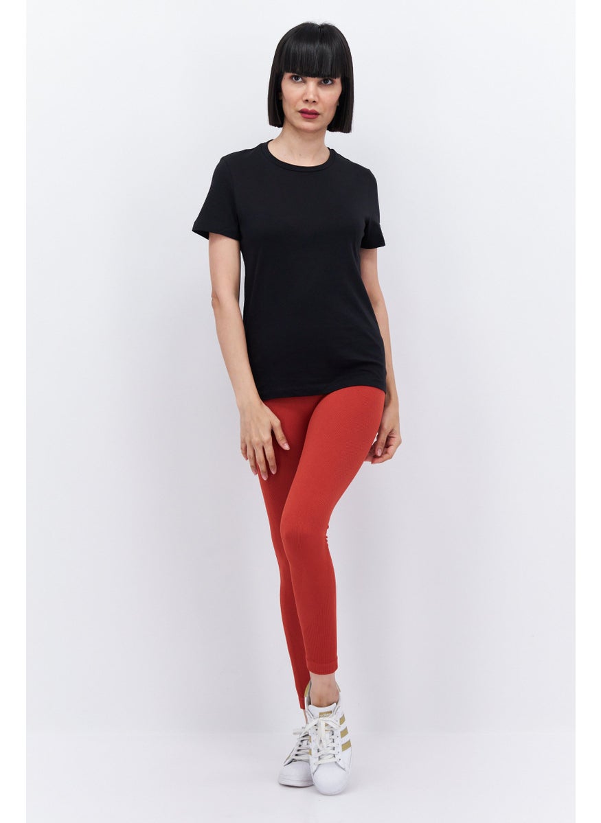 Reebok Women Sportswear Fit Short Sleeve Training T-Shirt, Black  - Image 4