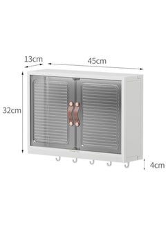 Hihonor Bathroom Shelf Wall Mounted,Bathroom Organizers and Storage, 2-Tier Over The Toilet Storage Rack, Kitchen Cabinet Cosmetics Makeup Organizer w/Door&Hooks,Utility Shelves for Bathroom Kitchen  - Image 2