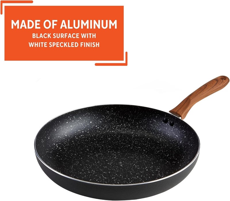 Imusa USA Woodlook 12" Black Stone Fry Pan Handle and Speckled Nonstick Interior - Image 3