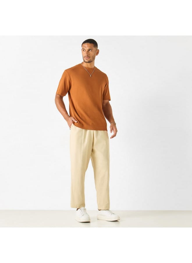 Iconic Solid Flexi Waist Regular Fit Joggers with Drawstring Closure and Pockets  - Image 2