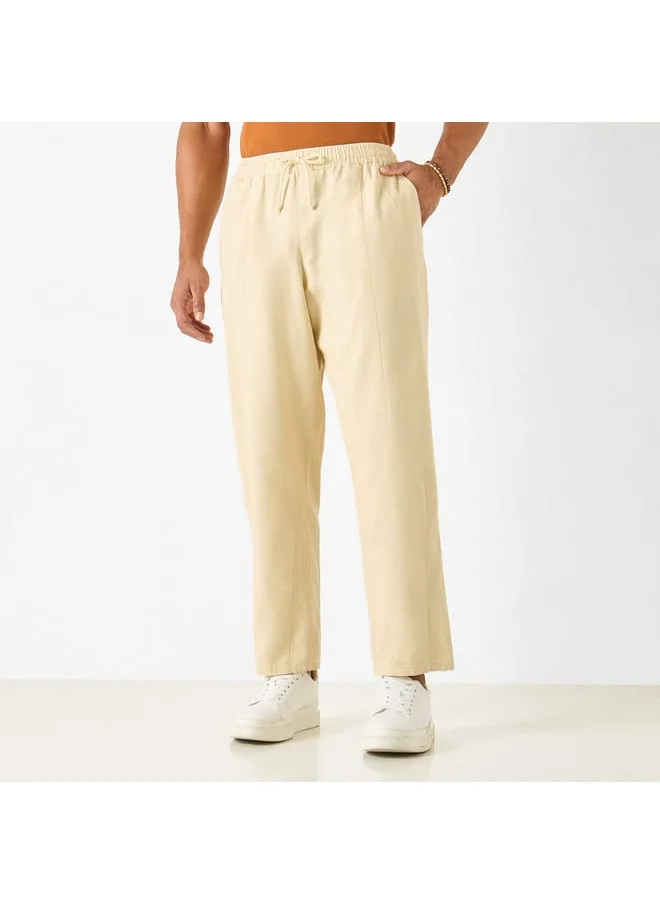 Iconic Solid Flexi Waist Regular Fit Joggers with Drawstring Closure and Pockets